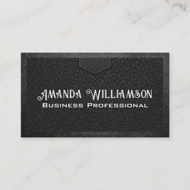 Leather Texture | Stitched Business Card (Front)
