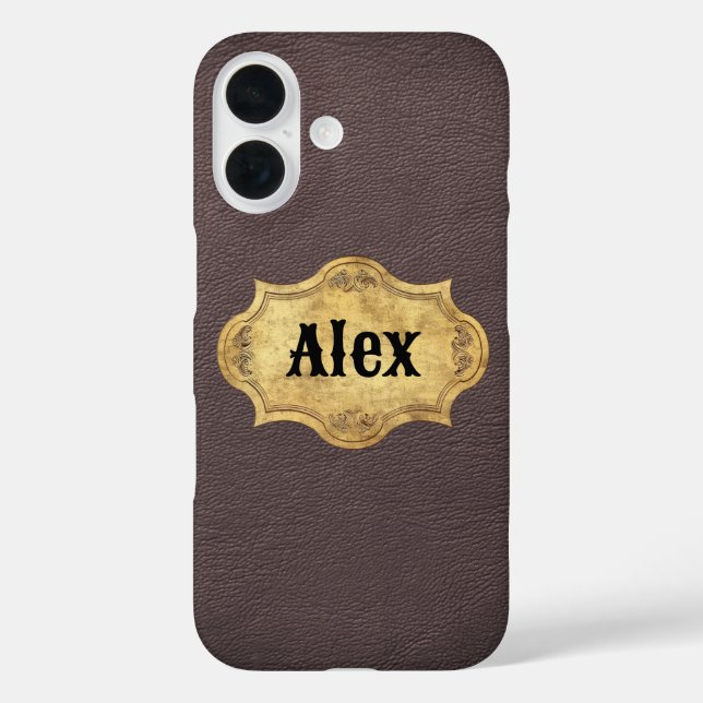 Leather Texture with Grunge Badge Case-Mate iPhone Case (Back)