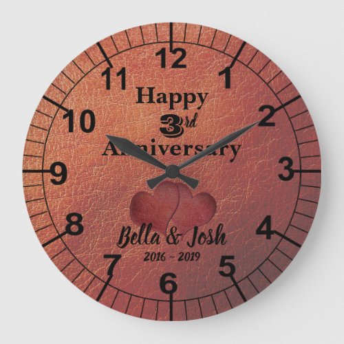Leather Theme 3rd Wedding Anniversary Clock
