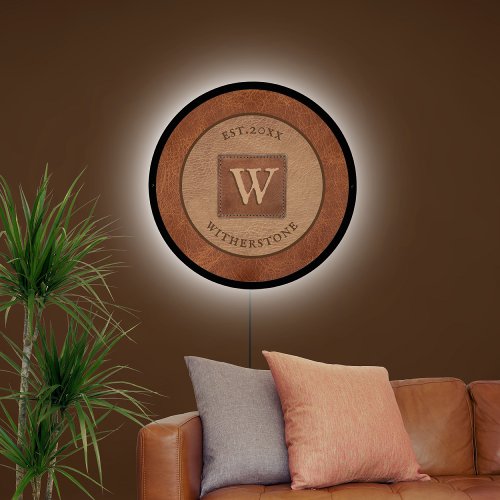Leather Tone Tan Chestnut Brown LED Sign