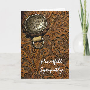 Leather Tooled Western Horse Saddle Sympathy Card