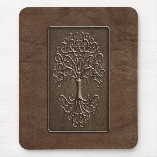 Leather Tree Design - brown Mouse Pad
