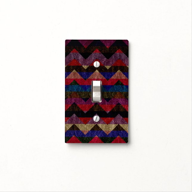 Leather Trendy Chevron Pattern #2 Light Switch Cover (In Situ)