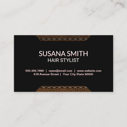 Leather Trim  Geometric Shapes Black Background Business Card