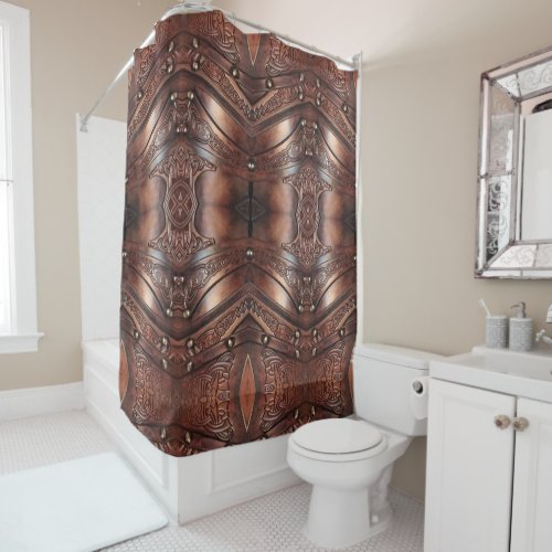 Leather Viking Armor Print  shower curtain