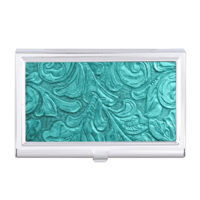 Leather Western Pattern Professional Elegant Business Card Case (Front)