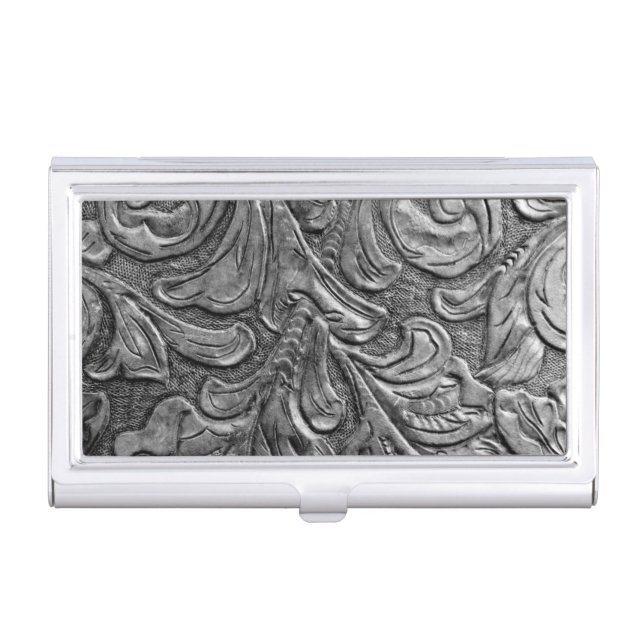 Leather Western Pattern Professional Elegant Business Card Holder (Front)