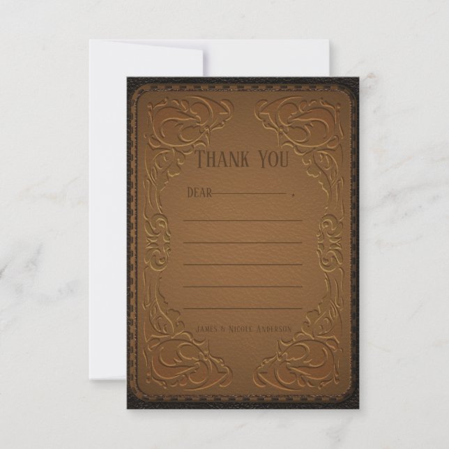 Leather Western West Cowboy Birthday Thank You Card (Front)