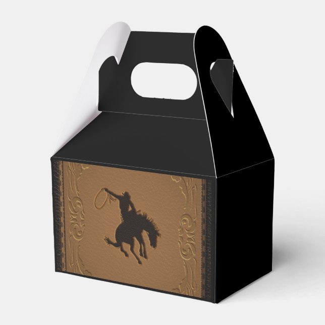 Leather Western Wild West Cowboy Birthday Party Favor Boxes (Front Side)