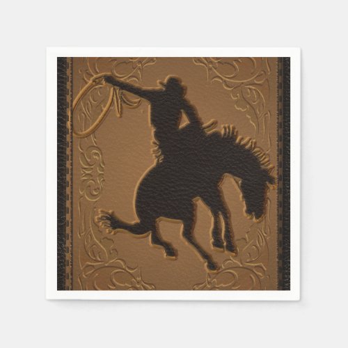 Leather Western Wild West Cowboy Birthday Party Paper Napkins