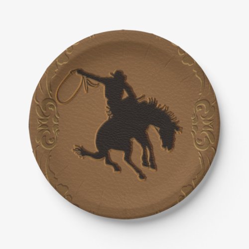Leather Western Wild West Cowboy Birthday Party Paper Plates