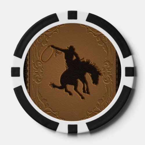 Leather Western Wild West Cowboy Rustic Country Poker Chips