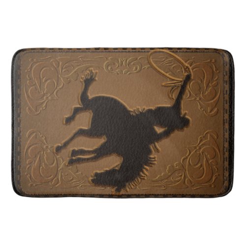 Leather Western Wild West Rustic Country Cowboy Bathroom Mat