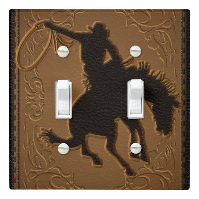 Leather Western Wild West Rustic Country Cowboy Light Switch Cover (In Situ)