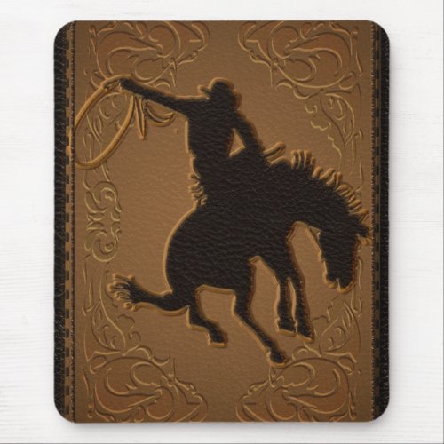 Leather Western Wild West Rustic Country Cowboy Mouse Pad
