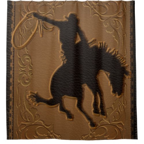 Leather Western Wild West Rustic Country Cowboy Shower Curtain