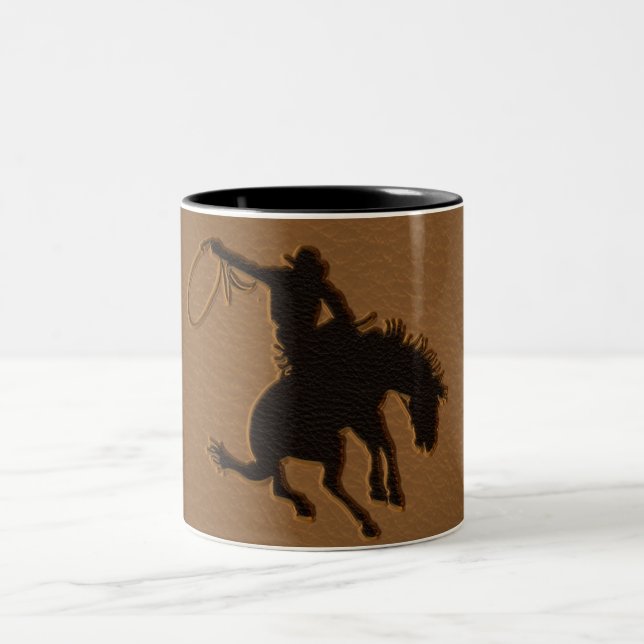 Leather Western Wild West Rustic Country Cowboy Two-Tone Coffee Mug (Center)