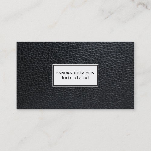 Leather  White Frame Business Card
