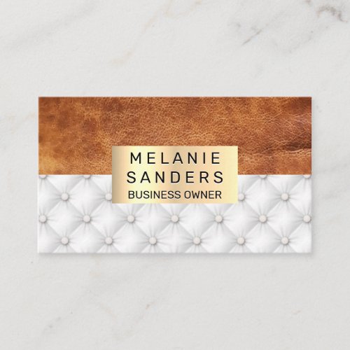 Leather  White Upholster  Gold Business Card