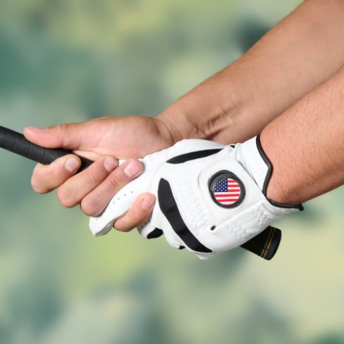 Leather  with Flag of  USA Golf Glove