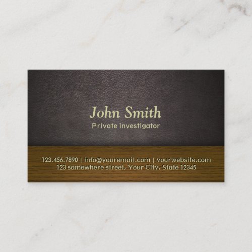 Leather  Wood Investigator Business Card