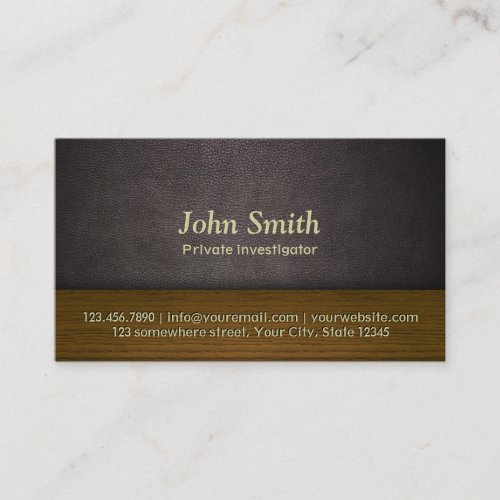 Leather &amp; Wood Investigator Business Card