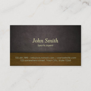 Leather & Wood Sports Agent Business Card