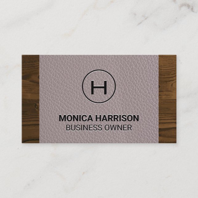 Leather | Wood Trim Business Card (Front)
