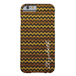 Leather Yellow Brown Chevron Stripes Pattern Barely There iPhone 6 Case