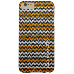 Leather Yellow Chevron Stripes Pattern Barely There iPhone 6 Plus Case