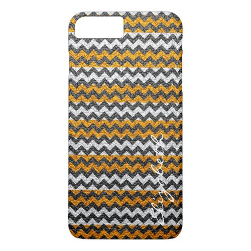 Leather Yellow Chevron Stripes Pattern iPhone 8 Plus7 Plus Case