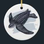 Leatherback Sea Turtle Ceramic Ornament<br><div class="desc">The ornament's front and back design features an image of a leatherback sea turtle drawn by artist Dawn Witherington. Dawn's personal encounters with sea turtles has lent realistic detail to her art.</div>