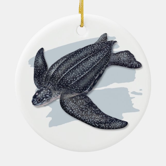 Leatherback Sea Turtle Ceramic Ornament (Back)