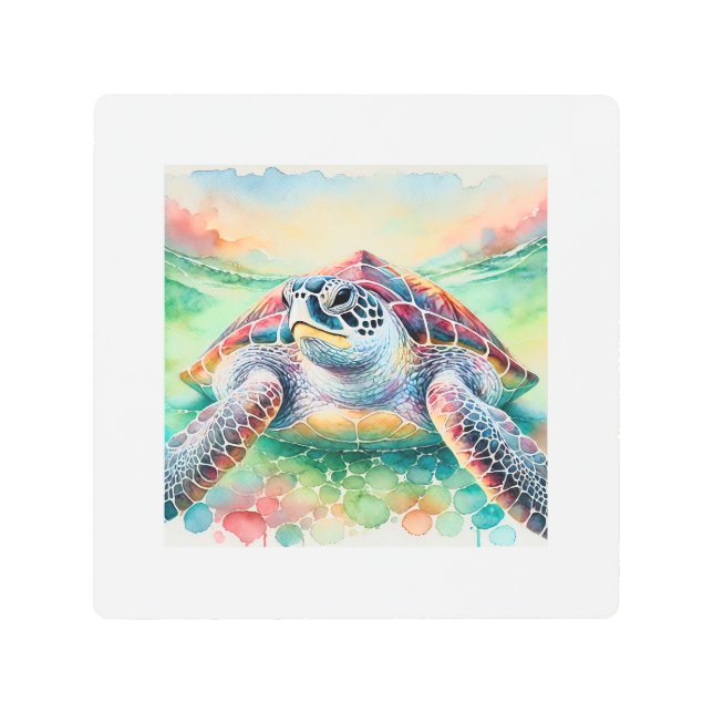 Leatherback Turtle 240824AREF102 - Watercolor Metal Print (Front)