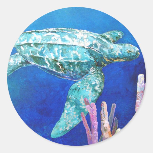 LEATHERBACK TURTLE CLASSIC ROUND STICKER (Front)