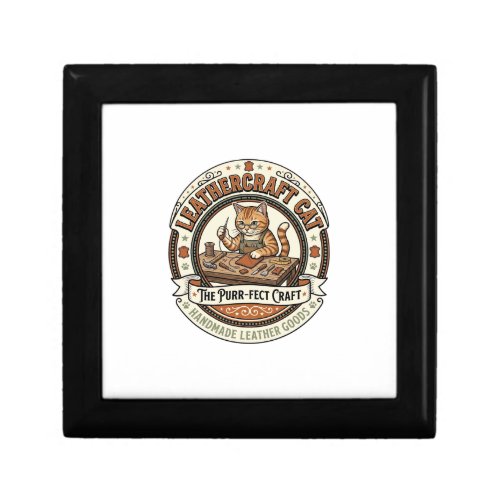 Leathercraft Cat Leathercraft Cat Vintage Vector A Gift Box
