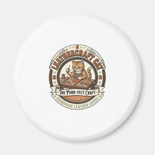 Leathercraft Cat Leathercraft Cat Vintage Vector A Magnet