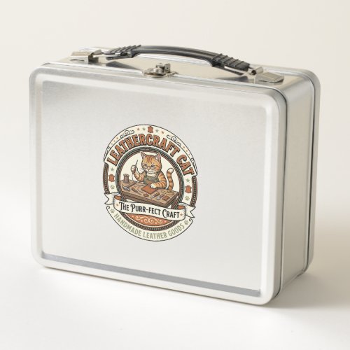 Leathercraft Cat Leathercraft Cat Vintage Vector A Metal Lunch Box