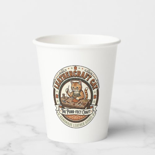 Leathercraft Cat Leathercraft Cat Vintage Vector A Paper Cups