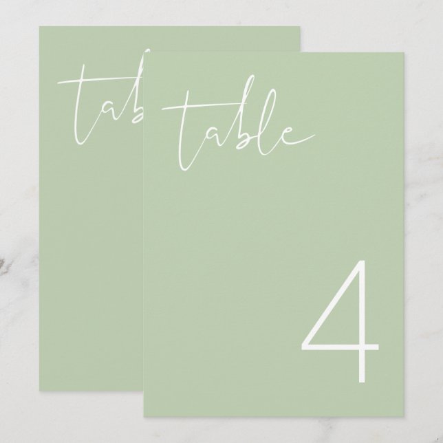 LEAV Vibrant Pastel Green Simple Table Number (Front/Back)