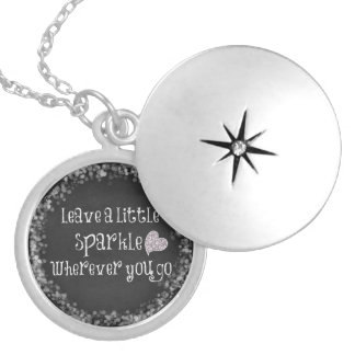 Leave a Little Sparkle Wherever You Go Quote Silver Plated Necklace
