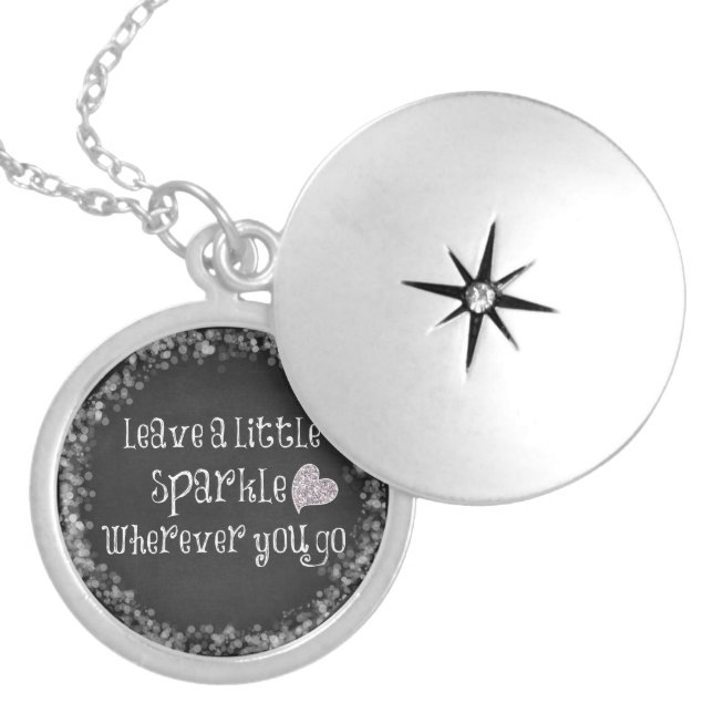 Leave a Little Sparkle Wherever You Go Quote Silver Plated Necklace (Front)