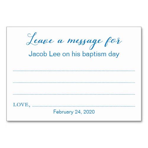 Leave A Message Baptism Christening Cards Blue