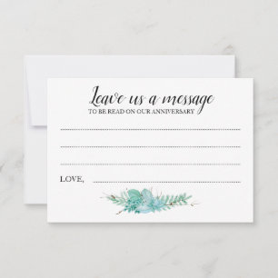 Leave A Message Botanical Greenery Wedding Advice Card