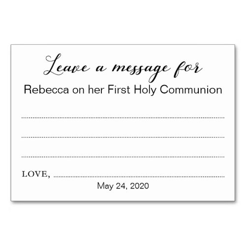 Leave A Message Communion Baptism Christening Card