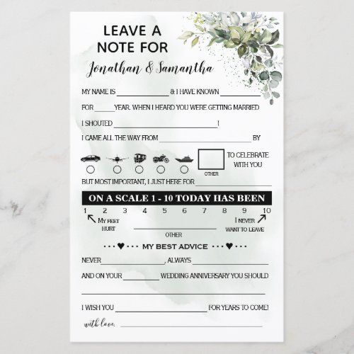 Leave a note bilingual eucalyptus wedding