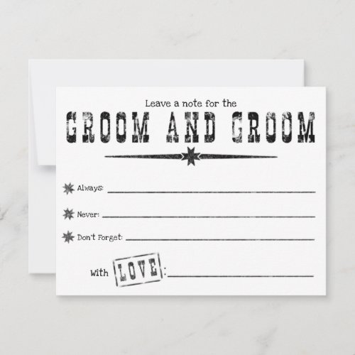 Leave a Note for the Groom and Groom Western Theme Advice Card