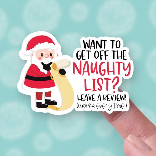 Leave a Review Funny Santa List Christmas Business Sticker