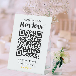 Leave a Review QR Code Personalized Social Media Pedestal Sign