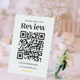 Leave a Review QR Code Personalized Social Media Pedestal Sign